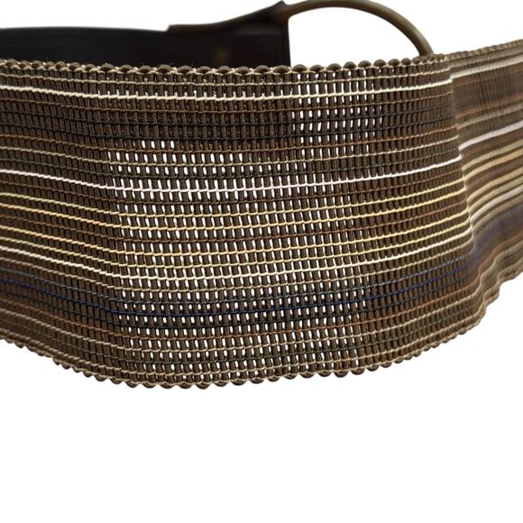 Suzi Roher Wide Stretch Belt SZ M Womens Brown Striped Leather Modern Boho Earth - Picture 4 of 10